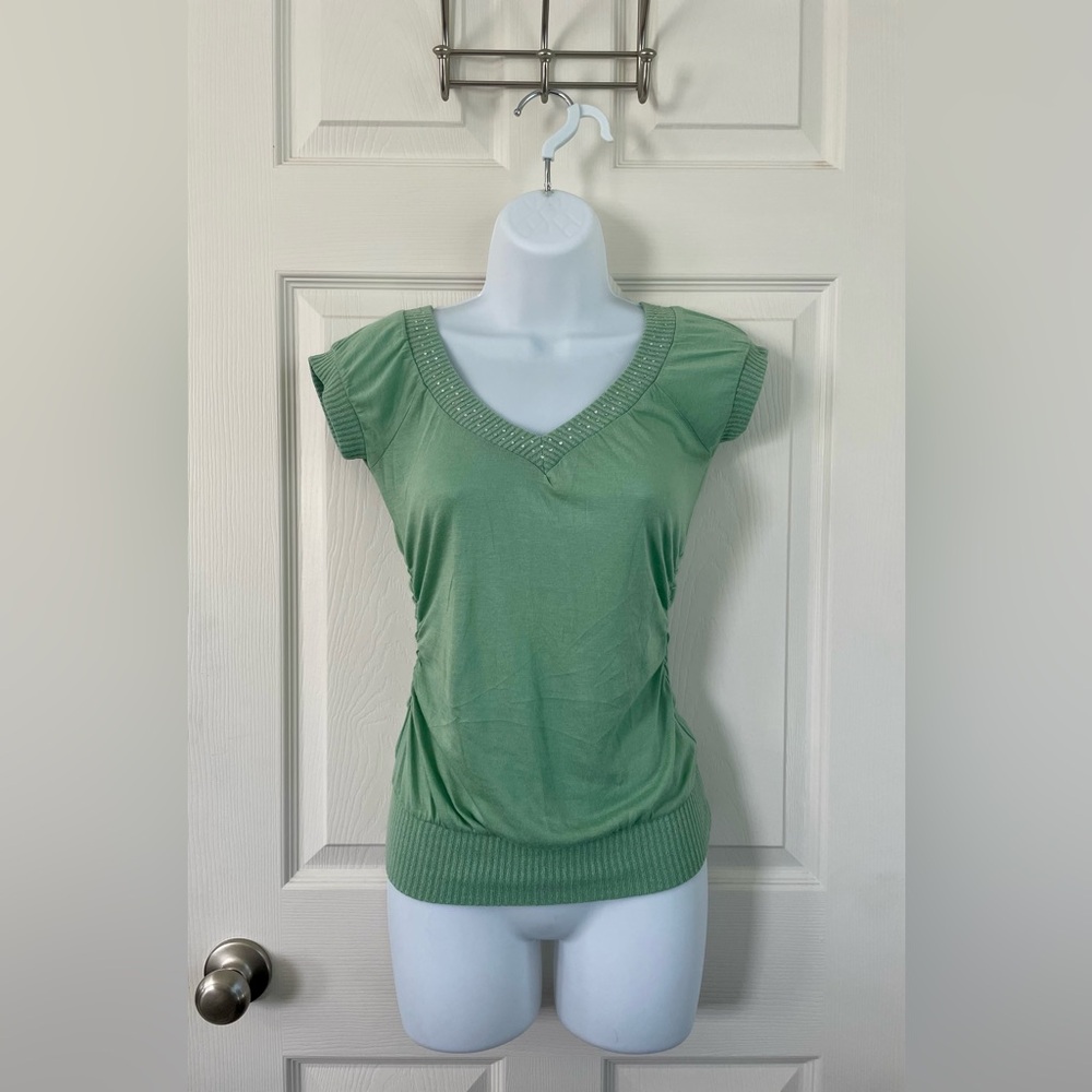 Green V-Neck Women’s Top